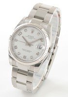 Rolex Date (SS-WG-Fluted Bezel / White-Diamonds / SS) 115234