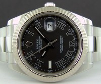 Rolex Datejust II (SS-WG / Black-Roman numerals / SS) 116334