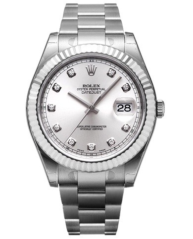 Rolex Datejust II (SS-WG / Silver-Diamond markers / SS) 116334