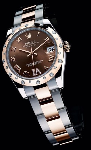 Rolex Datejust Lady 31 (RG / SS - Brown - Diamonds) 178341
