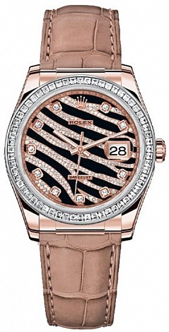 Rolex Datejust Royal Pink 36mm Everose Gold 116185 BBR Croco
