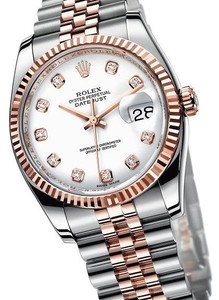 Rolex Datejust (SS-PG-Fluted Bezel / White-Diamonds / SS-PG) 116231-3