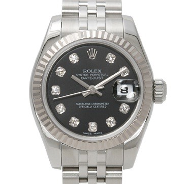 Rolex Datejust (SS-WG / Black-Diamonds / SS) 179174-2