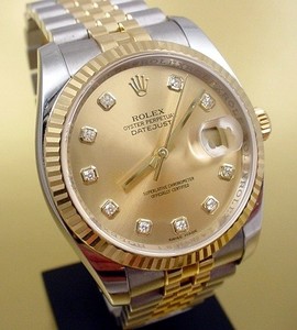 Rolex Datejust (SS-YG-Fluted Bezel / Champagne-Diamonds / SS-YG) 116233