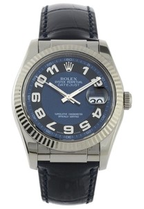 Rolex Datejust (WG-Fluted Bezel / Blue / Leather) 116139-1