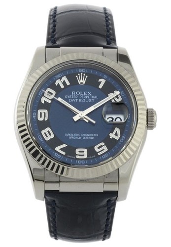 Rolex Datejust (WG-Fluted Bezel / Blue / Leather) 116139-1