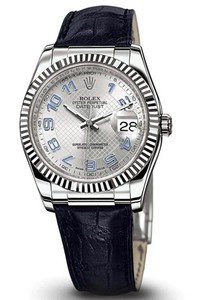 Rolex Datejust (WG-Fluted Bezel / Silver-Blue / Leather) 116139-5