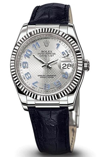 Rolex Datejust (WG-Fluted Bezel / Silver-Blue / Leather) 116139-5