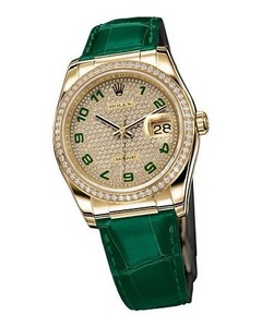 Rolex Datejust (YG-Diamonds / Diamonds-Green / Leather) 116188-1