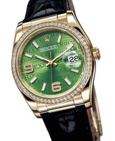 Rolex Datejust (YG-Diamonds / Green Waves-Diamonds / Leather) 116188-2