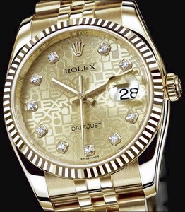 Rolex Datejust (YG-Fluted Bezel / Champagne Jubilee-Diamonds / YG) 116238