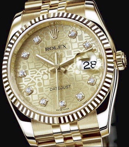 Rolex Datejust (YG-Fluted Bezel / Champagne Jubilee-Diamonds / YG) 116238