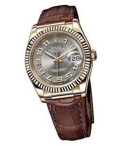 Rolex Datejust (YG-Fluted Bezel / Silver / Leather) 116138-1