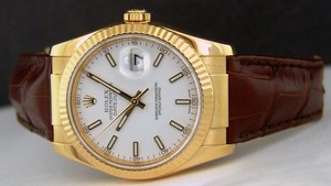 Rolex Datejust (YG-Fluted Bezel / White / Leather) 116138-2