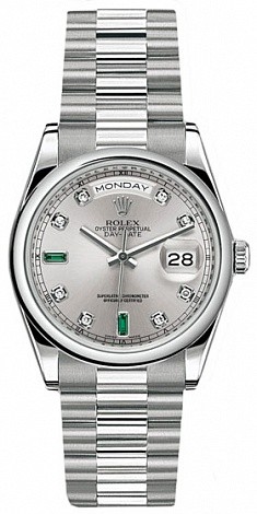 Rolex Day-Date 36mm Platinum 118206 Emerald