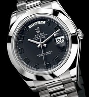 Rolex Day-Date II (Platinum / Black / Platinum) 218206