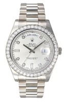 Rolex Day-Date II (WG-Diamonds / Silver-Diamonds / WG) 218349