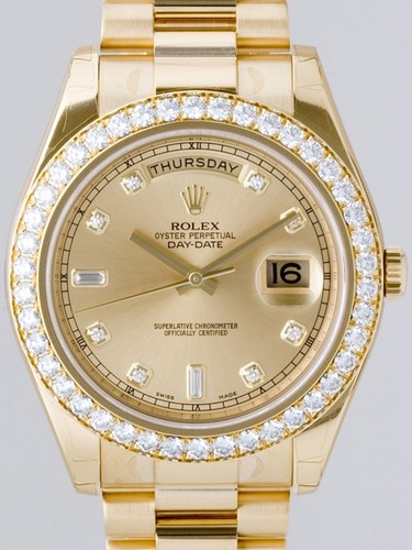 Rolex Day-Date II (YG-Diamonds / Gold-Diamonds / YG) 218348