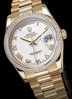 Rolex Day-Date (YG-Baguettes / White / YG) 118398