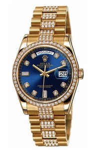 Rolex Day-Date (YG-Diamonds / Blue-Diamonds / YG-Diamonds) 118348