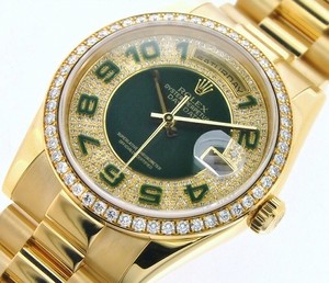 Rolex Day-Date (YG-Diamonds / Diamonds-Green / YG) 118348
