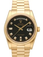 Rolex Day-Date (YG / Black- Diamonds / YG) 118238