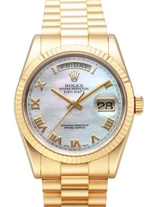 Rolex Day-Date (YG / MOP - Roman Numerals / YG) 118238