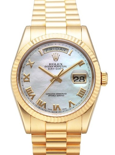 Rolex Day-Date (YG / MOP - Roman Numerals / YG) 118238