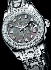 Rolex Lady-Datejust Pearlmaster (WG-Diamonds / Black MOP-Diamonds / WG-Diamonds) 80309