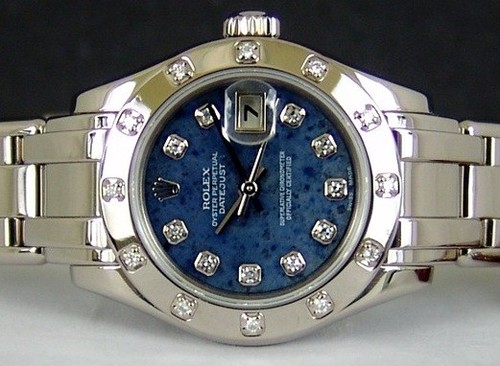 Rolex Lady-Datejust Pearlmaster (WG-Diamonds / Blue-Diamonds / WG) 80319