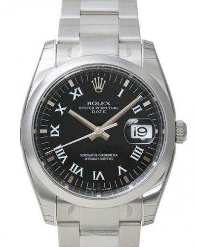 Rolex Rolex Oyster perpetual Date (SS / Black - Roman Markers / SS) 115200