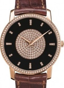 Vacheron Constantin Patrimony traditionnelle (RG- Diamond bezel-markers/Black-Diamond / Leather Strap) 81578/000R-9356