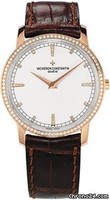 Vacheron Constantin Patrimony traditionnelle (RG- Diamond bezel-markers/Silver /Leather Strap) 81578/000R-9354