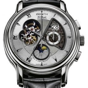 Zenith ChronoMaster Open Gde date Moonphase (SS/Silver Guilloche/Leather) 03.1260.4047/02.C505