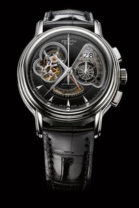 Zenith Chronomaster Open Gde Date (SS/Black Guilloche/Leather) 03.0240.4039/21.C495