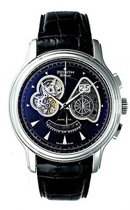 Zenith Chronomaster Open Gde Date (SS/Black Guilloche/Leather) 03.1260.4039/21.C505