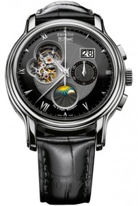 Zenith ChronoMaster Open Grande Date Moon Sunphase (SS/ black/ Leather) 03.1260.4047/21.C505