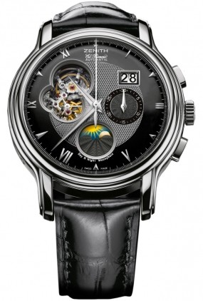 Zenith ChronoMaster Open Grande Date Moon Sunphase (SS/ black/ Leather) 03.1260.4047/21.C505