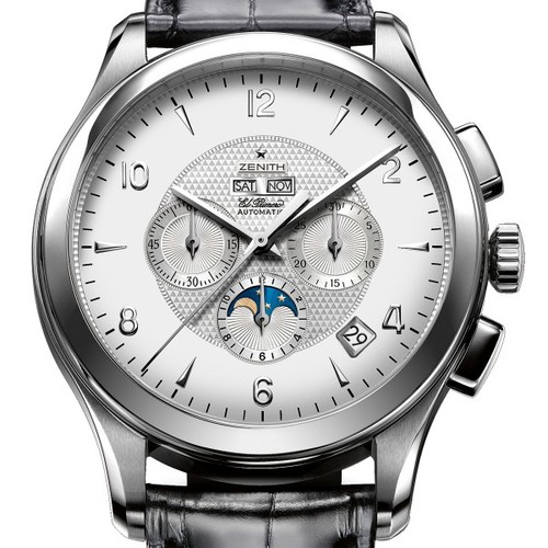 Zenith Class Moonphase El Primero (SS/Silver Guilloche/Leather) 03.0520.4100/02.C492.GB