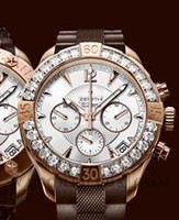 Zenith Defy Classic chronograph Lady (RG-Diamonds/Silver Guilloche/Rubber) 22.0506.4000/01.R650
