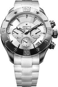 Zenith Defy Classic chronograph Lady (SS/Silver Guilloche/Rubber) 03.0506.4000/01.R666