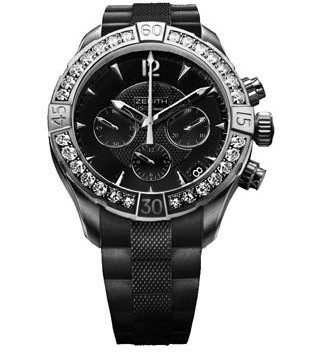 Zenith Defy Classic HMS Lady (SS-Diamonds /Black Guilloche/Rubber) 16.0506.680/29.R642