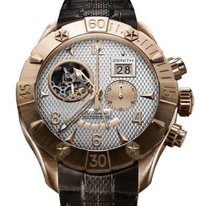 Zenith Defy Classic Open Gde Date (RG/Silver Guilloche/Leather) 18.0526.4037/01.C649