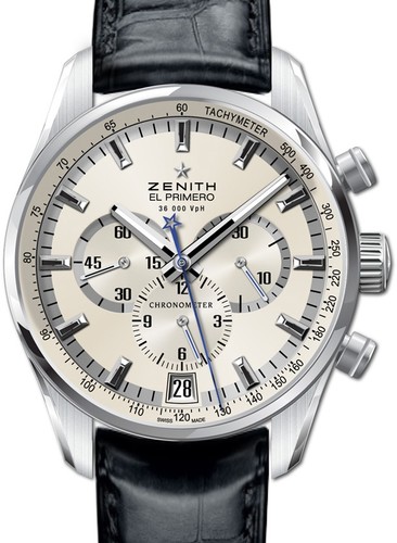 Zenith El Primero 36000 VpH Chronograph ( SS / Silver /Leather) 03.2040.400/01.C496