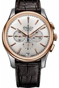 Zenith El Primero Captain (SS-RG / Silver / Leather Strap) 51.2112.400/01.C498