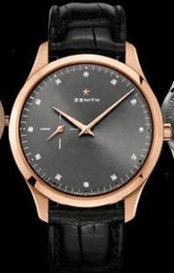 Zenith Elite Ultra Thin (RG / Grey - Diamonds / Leather) 18.2010.681/92.C493