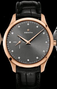 Zenith Elite Ultra Thin (RG / Grey - Diamonds / Leather) 18.2010.681/92.C493