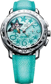 Zenith Star Sea Open (SS / Turquoise MOP / Leather) 03.1233.4021/81.C629